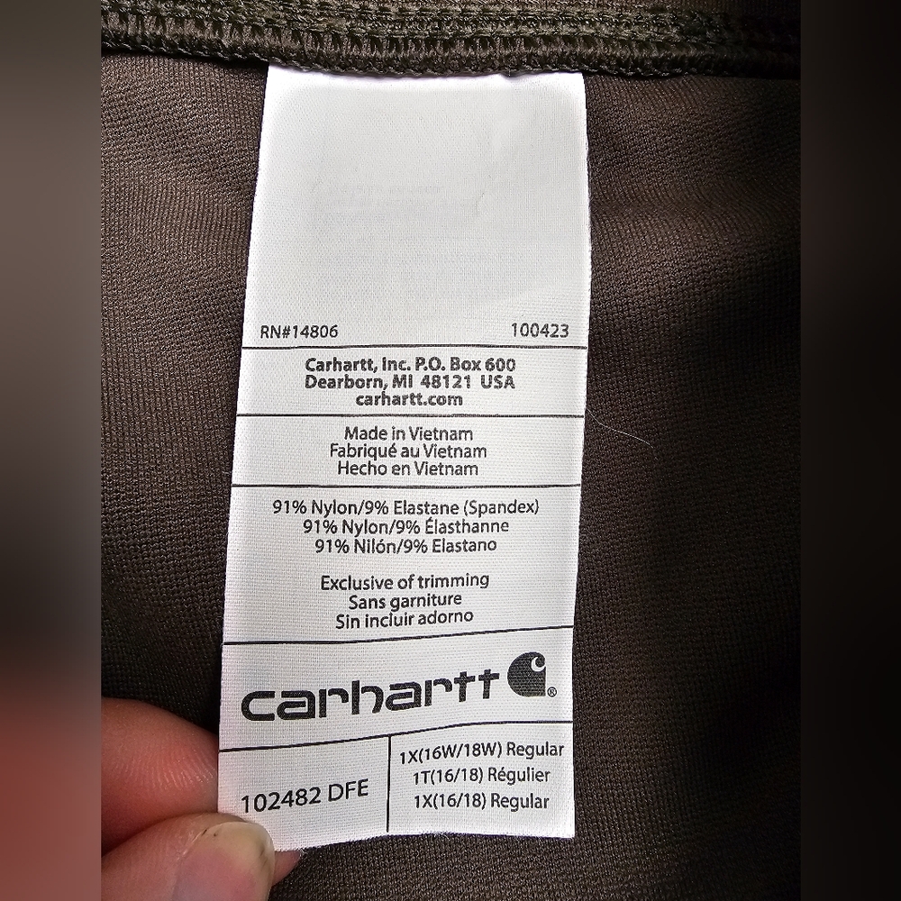 Women's Carhart Force Fitted Midweight Utility Leggings in Brown Size 1X - Picture 5 of 7